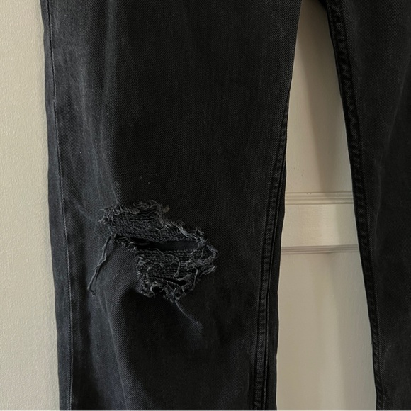 GAP women’s washed black distressed high rise 90s loose jeans 0 25 straight leg - Picture 3 of 7